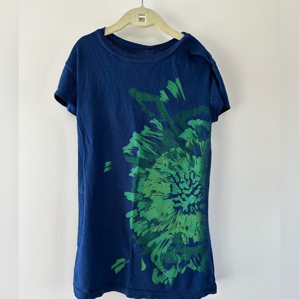 Stranded blue and green t-shirt in XS